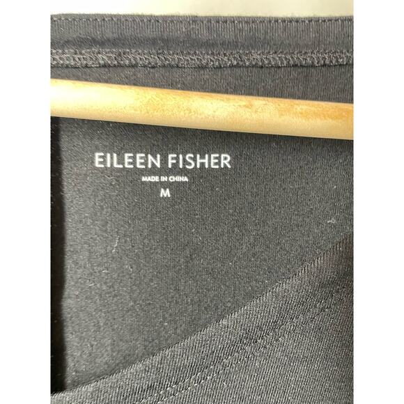 Eileen Fisher Black Dress 3/4 Sleeve V-Neck  Viscose Blend Med Lagenlook - Picture 3 of 5